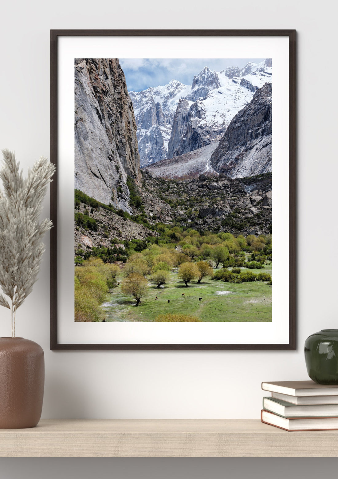 The Hidden Valley shown framed on a shelf. Frame and passepartout are not included.