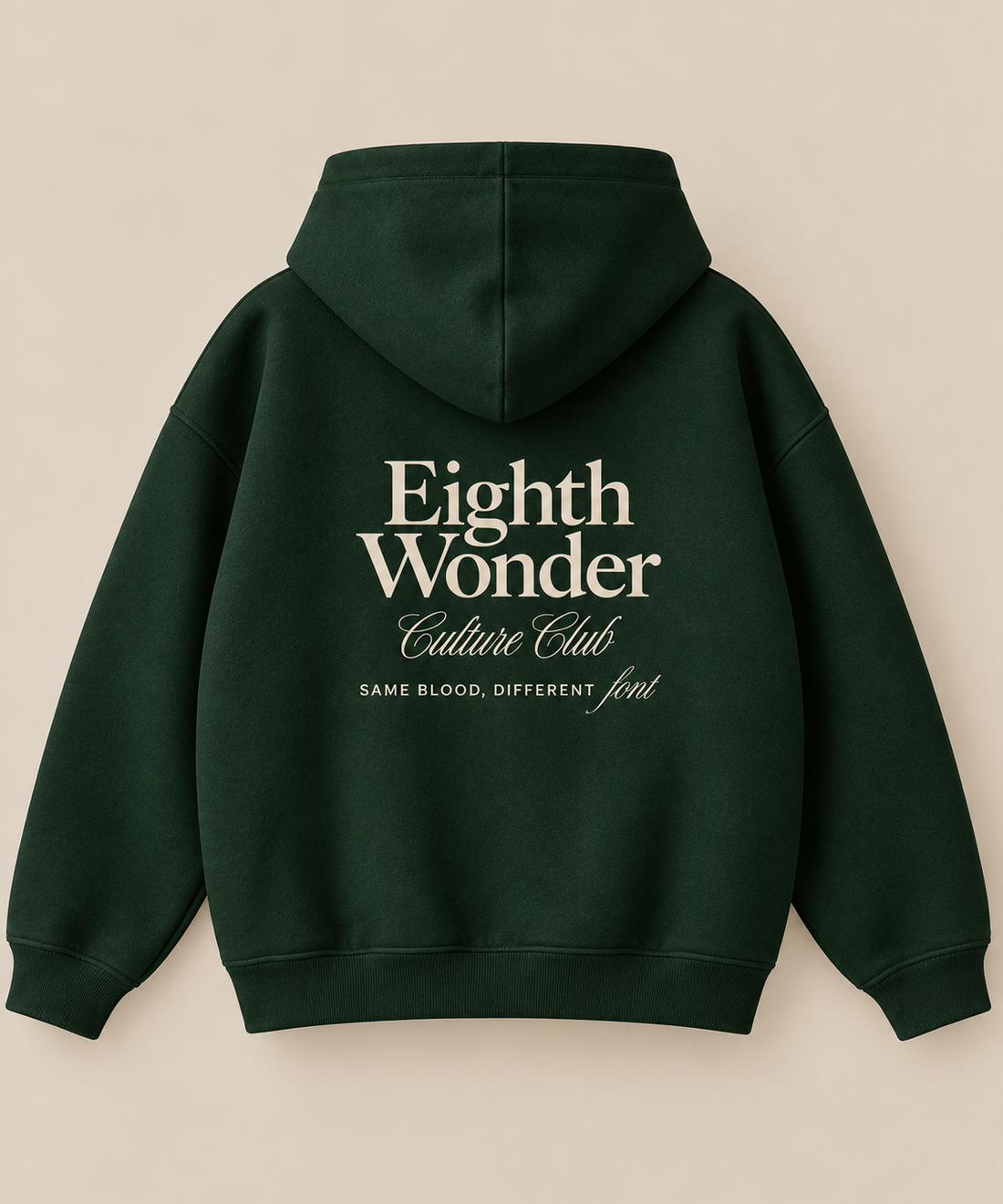 The Hoodie in Alpine Green, back view