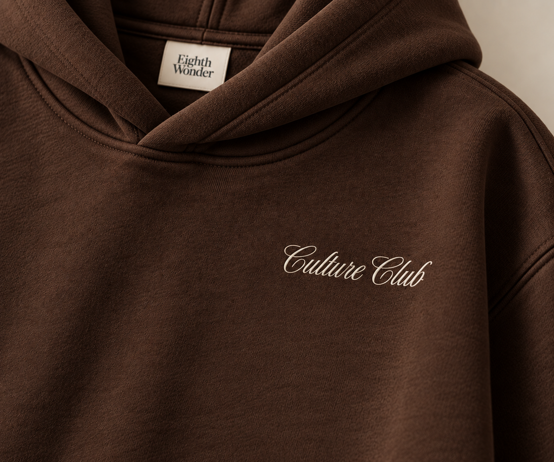 The Hoodie in Karakoram Brown, detail view