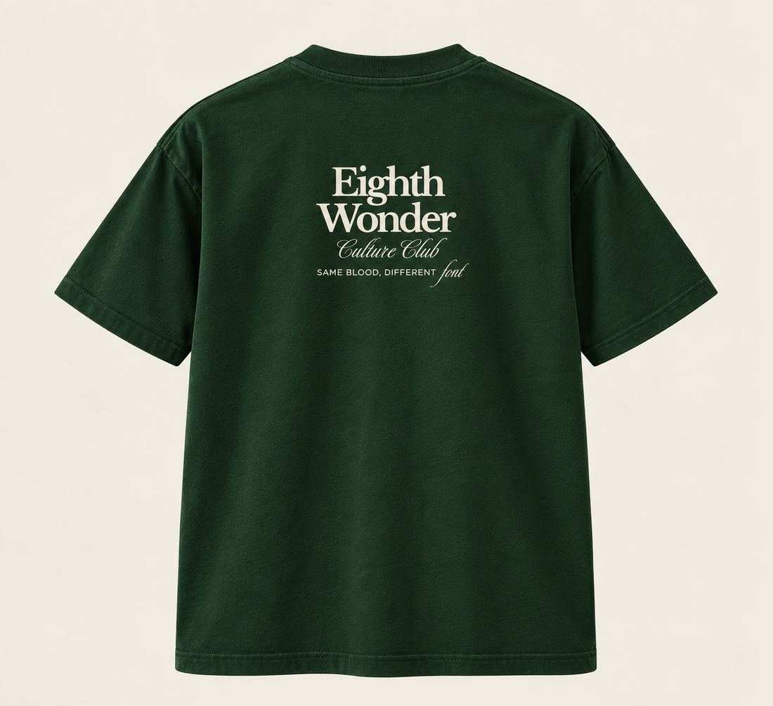 The T-Shirt in Alpine Green, back view