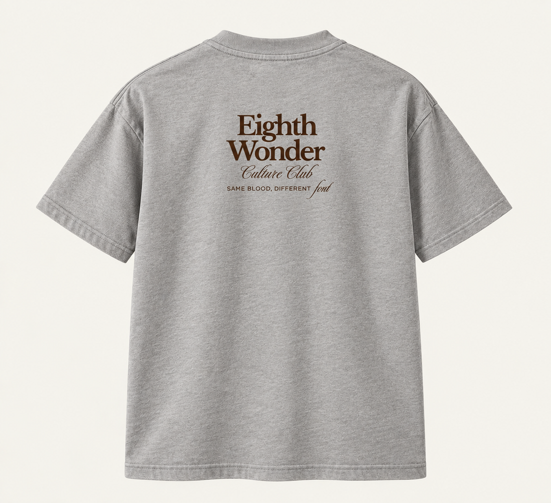 The T-Shirt in Driftwood Grey, back view
